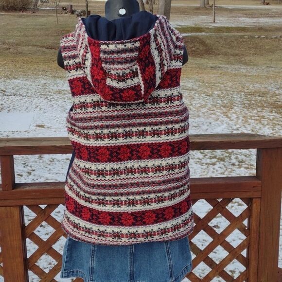 Oddi Blue Hooded Puffer Vest with Knit Back and Hood Size Small - Picture 4 of 14